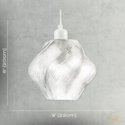 Happy Homewares Modern Clear Twisted Glass Pendant Light Shade With Etched Grooves - thumbnail 7