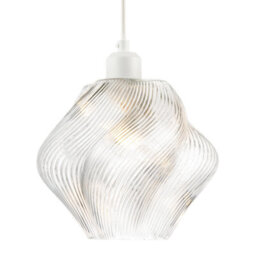 Happy Homewares Modern Clear Twisted Glass Pendant Light Shade With Etched Grooves - thumbnail 2