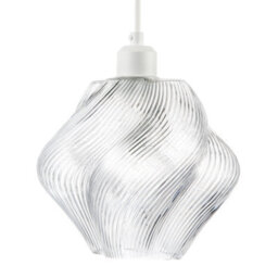 Happy Homewares Modern Clear Twisted Glass Pendant Light Shade With Etched Grooves - thumbnail 4