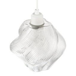 Happy Homewares Modern Clear Twisted Glass Pendant Light Shade With Etched Grooves - thumbnail 3