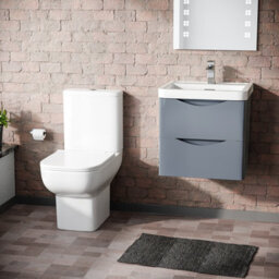Nes Home Grey 500mm Wall Hung Vanity Basin Unit & Close Coupled Toilet - thumbnail 3