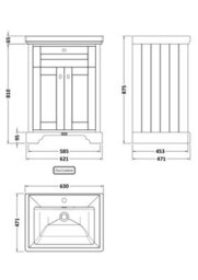 Hudson Reed Floor Standing 2 Door Traditional Vanity Unit With 1 Tap Hole Fireclay Basin, Hunter Green, 630 X 471 mm - thumbnail 7