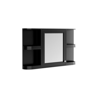 Plum&clay Fairmont Matt Black Traditional Bathroom Mirror Cabinet (W)1170mm (H)700mm