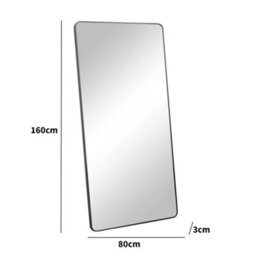Melody Maison Large Black Curved Framed Wall / Leaner Mirror 160Cm X 80Cm - thumbnail 7