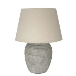 Wholesome Home Light Grey Stone Base Table Lamp With Linen Shade - thumbnail 2