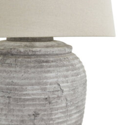 Wholesome Home Light Grey Stone Base Table Lamp With Linen Shade - thumbnail 3