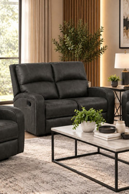 Loft Home Celestine Grey 2 Seater Fabric Manual Recliner Sofa - image 1