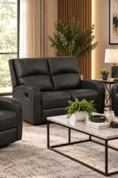 Loft Home Celestine Grey 2 Seater Fabric Manual Recliner Sofa - thumbnail 1