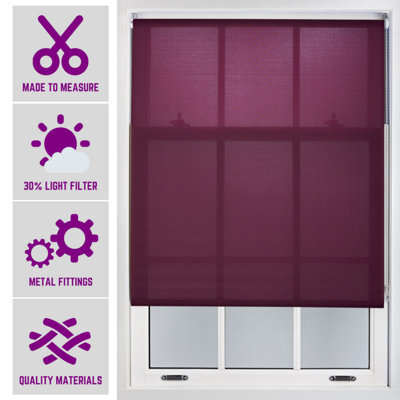 Furnished Made To Measure Day Light Roller Blinds With Metal Fittings - Aubergine Blind For Home And Office (W)90Cm (L)210Cm