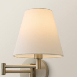 Valuelights Sonia Pair Of Brushed Chrome Swing Arm Wall Lights With Tapered Shade And Bulbs - thumbnail 3