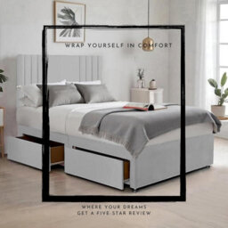 Silver Plush Sawana 5Ft King Size Bed With 20 Inch Headboard With Mattress And 2Drawers - thumbnail 3