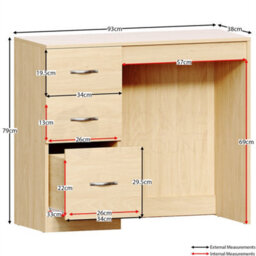 Pine Modern Dressing Table Desk Dresser Makeup Wooden Bedroom Furniture - thumbnail 2