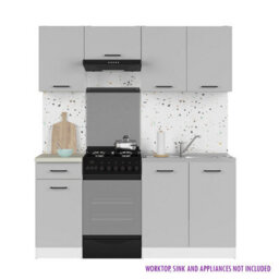 Heze Furniture Summer 5 Unit Kitchen Cabinets Set 180Cm In Light Grey Gloss - thumbnail 3