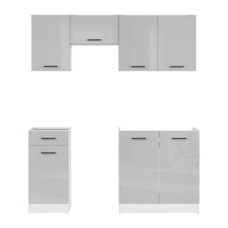 Heze Furniture Summer 5 Unit Kitchen Cabinets Set 180Cm In Light Grey Gloss - thumbnail 5