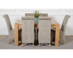 That's Furniture Kuba 150 X 85 Cm Chunky Medium Oak Dining Table And 6 Chairs Dining Set With Montana Grey Fabric Chairs - thumbnail 2
