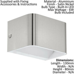 Satin Nickel Wall Light With Led Bulb - Adjustable Height And Modern Design - thumbnail 2