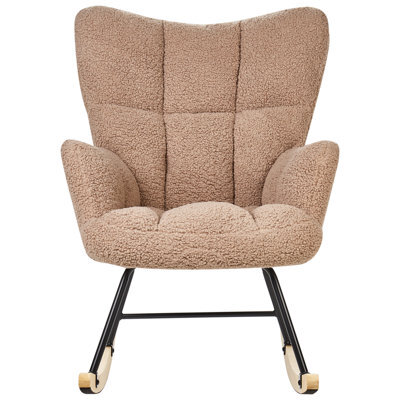 Beliani Rocking Chair Sand Beige Boucle With Tufted Biscuit Upholstery - image 1