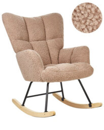 Beliani Rocking Chair Sand Beige Boucle With Tufted Biscuit Upholstery - thumbnail 3