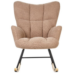 Beliani Rocking Chair Sand Beige Boucle With Tufted Biscuit Upholstery - thumbnail 1