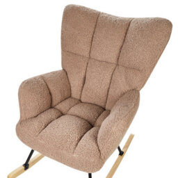 Beliani Rocking Chair Sand Beige Boucle With Tufted Biscuit Upholstery - thumbnail 7