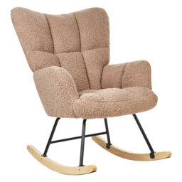 Beliani Rocking Chair Sand Beige Boucle With Tufted Biscuit Upholstery - thumbnail 4