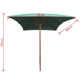 Berkfield Elegant Parasol 200X300 Cm Wooden Pole Green - thumbnail 6