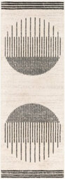 Livabliss Pisa-Geometric Black Grey Ivory Modern Living Dining Bedroom Rug 80 X 220 Cm Easy Care, Non Shedding - thumbnail 1