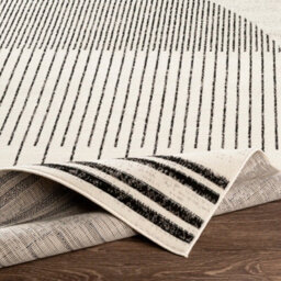 Livabliss Pisa-Geometric Black Grey Ivory Modern Living Dining Bedroom Rug 80 X 220 Cm Easy Care, Non Shedding - thumbnail 4