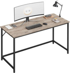 Songmics Large Office Station, Industrial Design Workspace With Metal Structure, Greige And Black - thumbnail 7