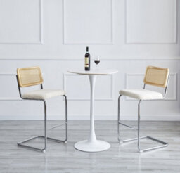 Nordlys Set Of 2 Bar Stools With Cane Backs And White Bouclé Seats Modern Design Style Dining Room - thumbnail 3