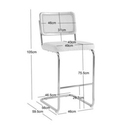 Nordlys Set Of 2 Bar Stools With Cane Backs And White Bouclé Seats Modern Design Style Dining Room - thumbnail 6