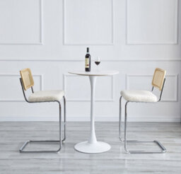 Nordlys Set Of 2 Bar Stools With Cane Backs And White Bouclé Seats Modern Design Style Dining Room - thumbnail 4