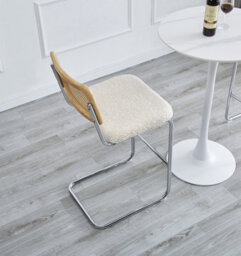 Nordlys Set Of 2 Bar Stools With Cane Backs And White Bouclé Seats Modern Design Style Dining Room - thumbnail 5