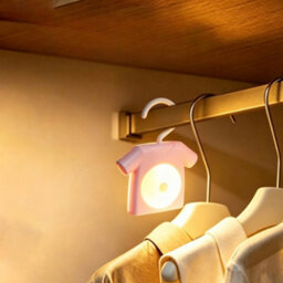 Amorly T-Shirt Hanger Motion Sensor Night Light,battery Operated Closet Cabinet Led Lamp,warm Light Nightlight For Wardrobe Bedside,pink - thumbnail 3