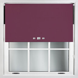 Furnished Blackout Roller Blinds With Triple Square Eyelets And Metal Fittings- Aubergine Trimmable (W)60Cm (L)210Cm