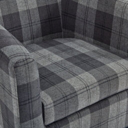 Home Detail Canberra Accent Bucket Tub Chair Occasional Armchair Wood Effect Legs Grey Tartan Fabric Foam Padded Backrest Seat - thumbnail 3