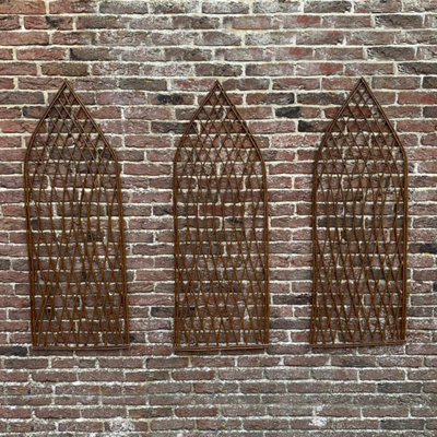 Selections Set Of 3 Willow Lattice Trellis With Gothic Top (120Cm X 45Cm) - image 1