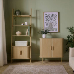 Vonhaus Sideboard For Living Room, Sliding Door Tambour Cabinet & 3 Shelves, Living Room Storage Cupboard For Hallway, Landos - thumbnail 7