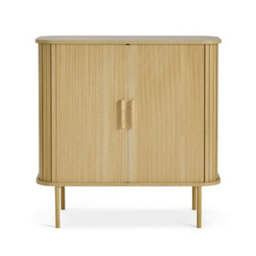 Vonhaus Sideboard For Living Room, Sliding Door Tambour Cabinet & 3 Shelves, Living Room Storage Cupboard For Hallway, Landos - thumbnail 9