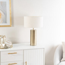 Valuelights Lexy Antique Brass Touch Table Lamp With Cream Boucle Shade - thumbnail 4