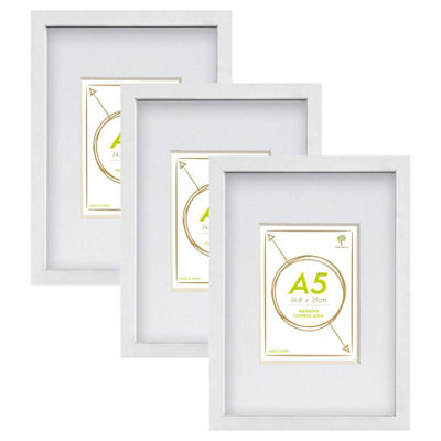 Nicola Spring A4 Photo Frame With A5 Mount White Glass Picture Frame For Wall Hanging Or Tabletop Display - Set Of 3 - image 1