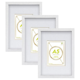 Nicola Spring A4 Photo Frame With A5 Mount White Glass Picture Frame For Wall Hanging Or Tabletop Display - Set Of 3 - thumbnail 1