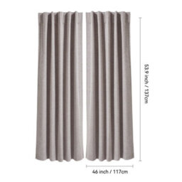 Living And Home Washable Two Hanging Methods Beige Solid Colour Faux Linen Polyester 100% Curtains Pair Set Of 2 137 X 117 Cm - thumbnail 9