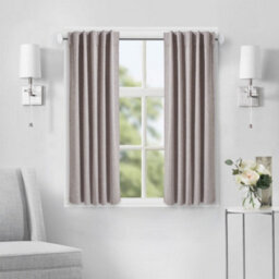 Living And Home Washable Two Hanging Methods Beige Solid Colour Faux Linen Polyester 100% Curtains Pair Set Of 2 137 X 117 Cm - thumbnail 3