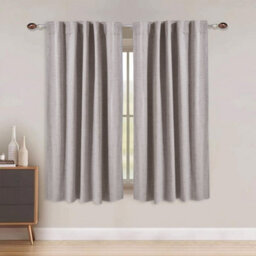 Living And Home Washable Two Hanging Methods Beige Solid Colour Faux Linen Polyester 100% Curtains Pair Set Of 2 137 X 117 Cm