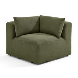 Furniturebox Uk Drift Green Boucle Corner Section Armchair For Modular Sofa - thumbnail 6