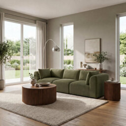 Furniturebox Uk Drift Green Boucle Corner Section Armchair For Modular Sofa - thumbnail 5