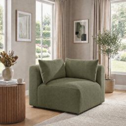 Furniturebox Uk Drift Green Boucle Corner Section Armchair For Modular Sofa - thumbnail 1