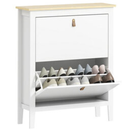Homcom 2 Drawer Shoe Cabinet With Flip Doors For Hallway, Entryway, White - thumbnail 2