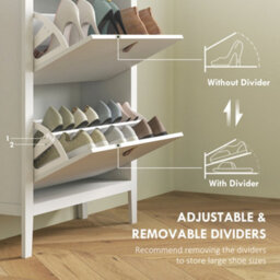 Homcom 2 Drawer Shoe Cabinet With Flip Doors For Hallway, Entryway, White - thumbnail 5